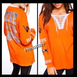 PINK VS HOLOGRAPHIC BLING LONG SLEEVE TEE